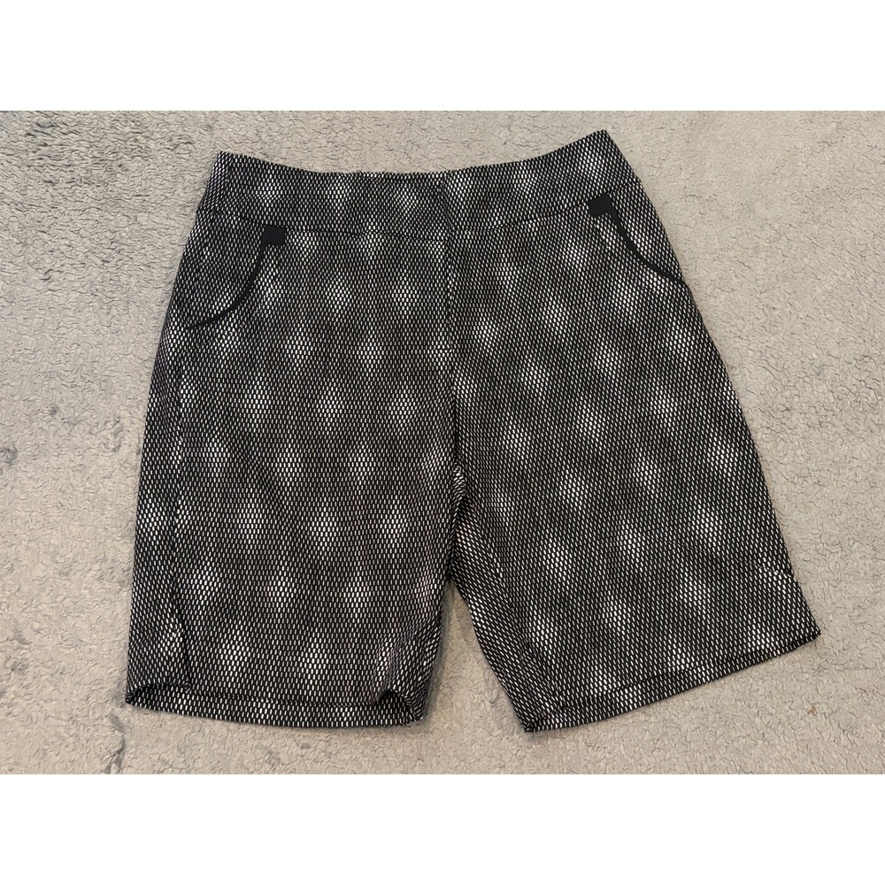 EP Pro Golf Shorts Womens Medium Black White Geometric Stretch Pull On Bermuda